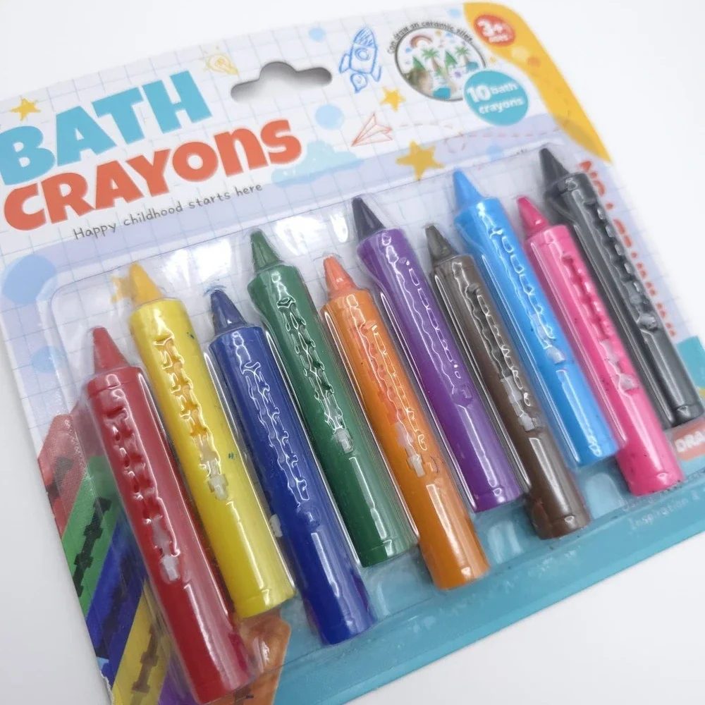 BATH CRAYONS 10 PCS Kids Bath Drawing Washable Color‎ Crayons Tub Toys 3+